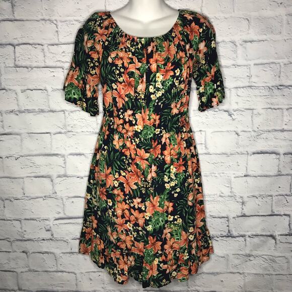 Orange Floral Print New Look Dress - Picture 7 of 8